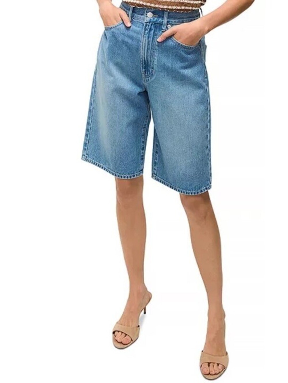$228 Veronica Beard Charlotte Silverwood Blue Bermuda Shorts Size 24